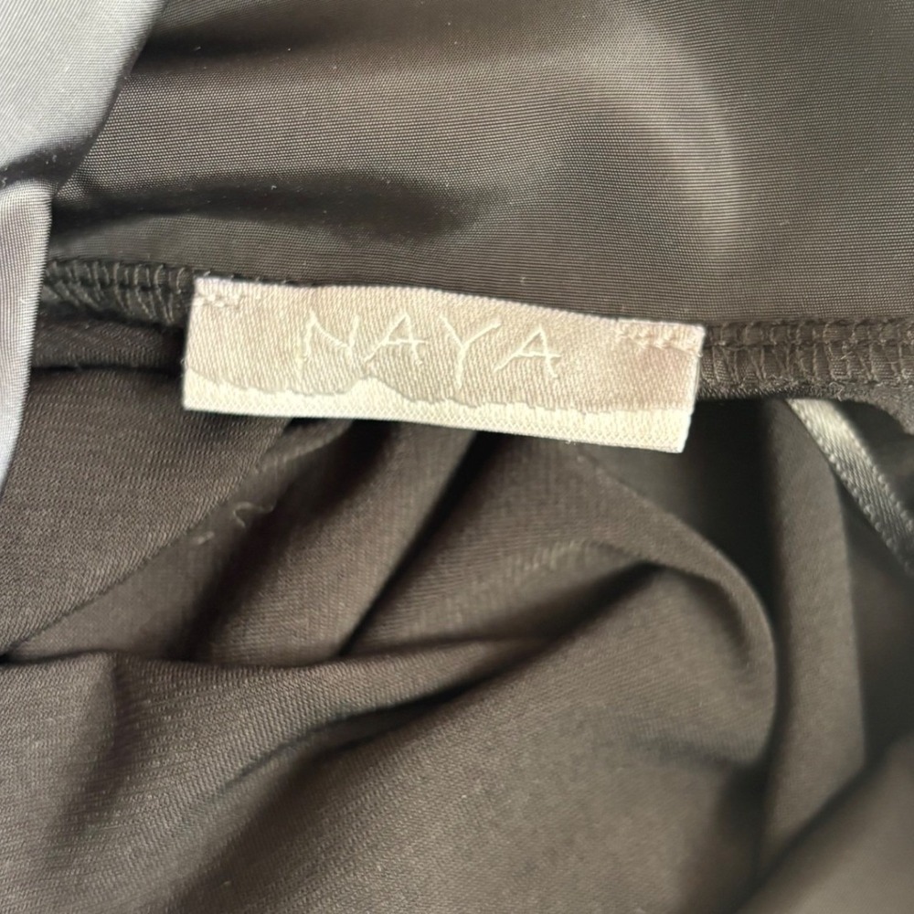 Naya Black Velvet Trim Art Cowl‎ Asymmetric Dress Small Y2K MSRP $230 - Picture 10 of 16